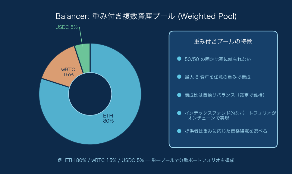 Balancer Weighted Pool の重み付き構成例