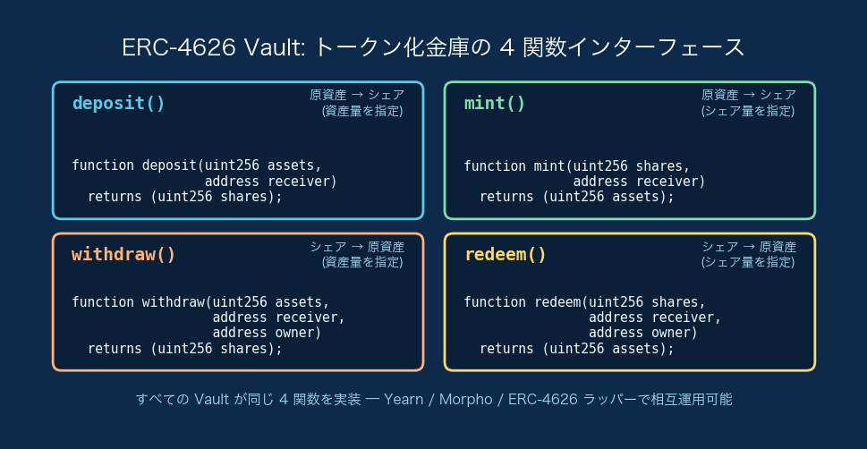 ERC-4626 Vault の 4 関数インターフェース