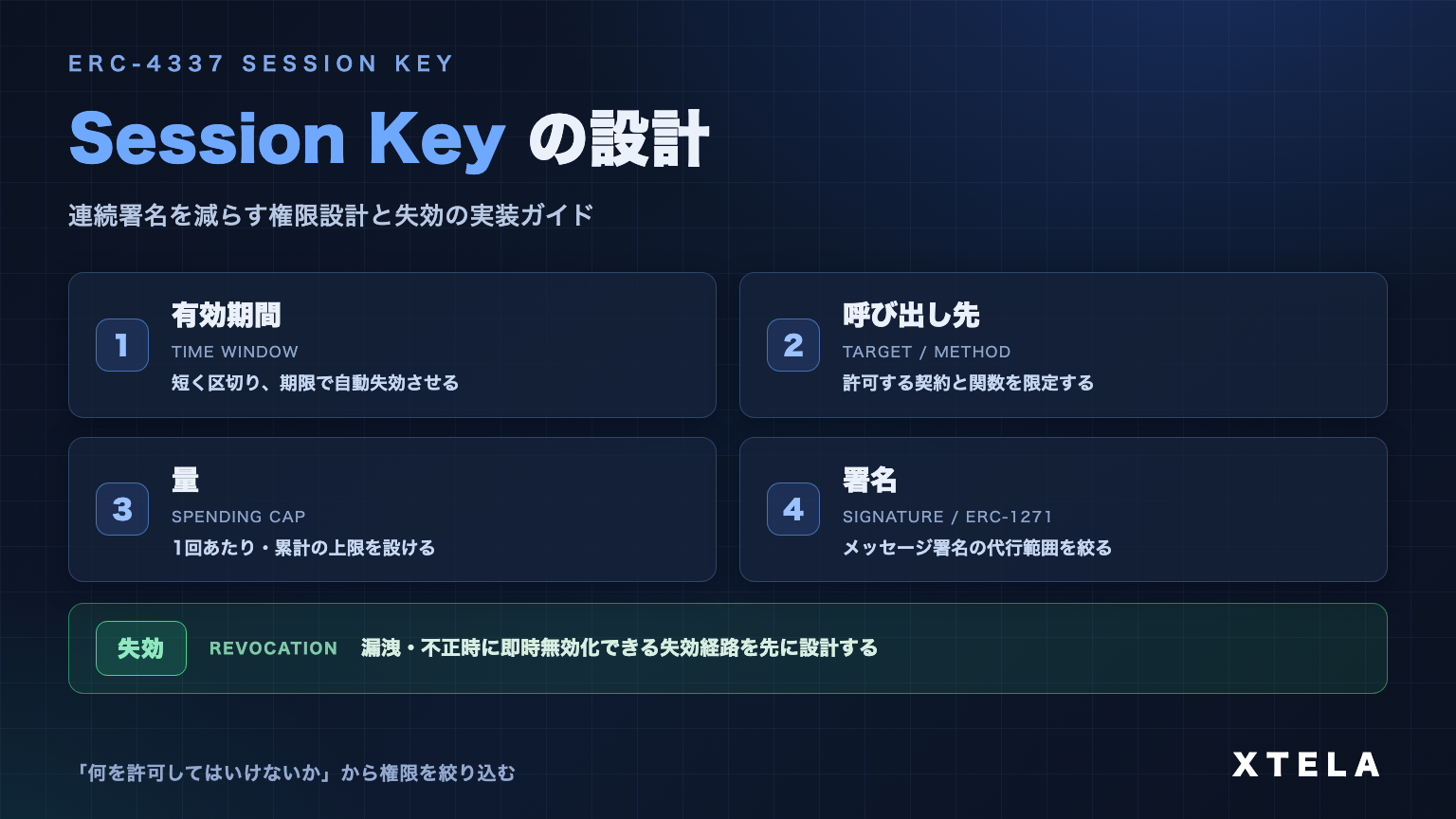 Session Key（セッションキー）の設計｜毎回のウォレット署名なしで安全に操作を任せる仕組みと2026年の実装